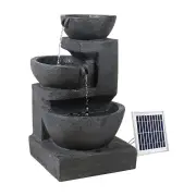 Solar Water Feature Cascading Fountain 3-Tier Bowl LED Lights 60CM Blue