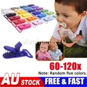 Up to 120PCS Baby Plastic Pacifier Clip Holder Soother Mam Infant Dummy Clips AU