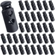 40pcs Double Hole Plastic Cord Lock, Spring Slider Toggle Clip Stopper, Black...