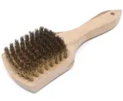 Brass Wire Utility Scrub Brush for Cleaning 9" Hardwood Handle (Made in USA)