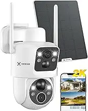 COCOCAM 2K Security Camera Outdoor Wireless with Dual Lens Dual PIR, 10000mAh Battery, 355°P 90°T, 6W Solar Panel, AI Analysis, IP66