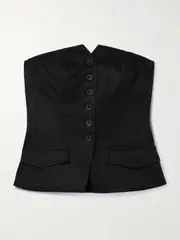 [Ulla Johnson] Ulla Johnson - Noemie Lyocell-blend Twill Bustier Top - Black - US0 US 0 Black