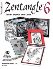 ZENTANGLE 6-Line Drawing Altered Art-Brass Stencil Cards Paper Craft Idea Book