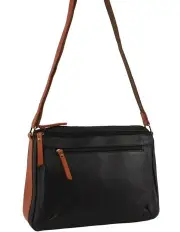 [Milleni] Nappa Leather Cross-Body Bag in Black/Chestnut