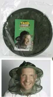 YARD MASTER Net Hat Fishing Camping Mosquito Head Mesh Bugs Bee Wide Brim NEW