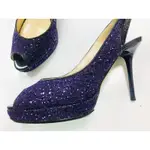 JIMMY CHOO 紫色亮片跟鞋 婚鞋37號全新