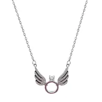 在飛比找樂天市場購物網優惠-925純銀項鍊鋯石吊墜-天使翅膀戒指造型女飾品2色74aq4