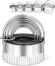 5pcs Round Biscuit Cutters Stainless Steel, Circle Cookie Cutters with Arched Handle & Ring Professional Baking Tools Kitchen Accessories for Baking Pastry Doughnut Sandwich Scone Donut