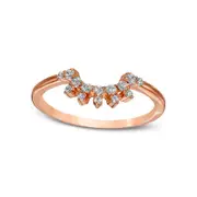 0.17 CT. T.W. Natural Diamond Sunburst Contour Anniversary Band in Solid 10K Rose Gold
