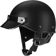 Motorcycle Helmet Classic Vintage Half Helmet with Removable Washable Liner and Scarf Motorcycle Half Helmet for Adult Men Ladies Cruiser Motorcycle DOT/ECE Approved