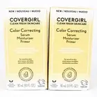 2PK COVERGIRL Clean Fresh Color Correcting Serum Moisturizer Primer Medium 1 oz