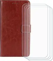 LCEHTOGYE Cover for LeBest X13 Pro + 4 Slice HD Tempered Glass,Shell BracketBumper Protective Back Case - Anti-Scratch Screen Protector for LeBest X13 Pro - HZFM -Brown