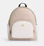 Coach Court Gold/Sand/Chalk Signature Coated Canvas & Leather Backpack (CZ716)