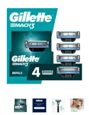 Gillette Mach3 Razor Blade Refill ,Manual Razor Men , 4 count