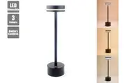 1pk LED Cordless Table Lamp Bedside Style Dimmable Night Light Touch Control 3 Colour USB Rechargeable Black