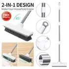 Spring Cleaning Long Handle Floor Scrub Brush 2 in 1 Floor Scrubber and Squeegee