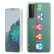 (Owls branch)ShockProof Rugged TPU phone case cover(Clear)for Samsung Galaxy S21