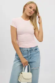 Pink T Shirt Short Sleeve Crew Neck Modal - Size 10S, Women's T-shirt