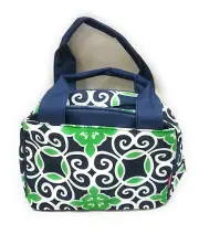 Damask Geometric Lunchbox Paisley School Lunch Box Bag Case Green Navy Blue