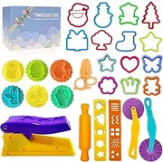 Dough Tools for Kids- Toy Accessories Include Stamps Cutter Scissor Roller Extruder and Storage Box Party Favors Set for Boy Gril Ages 2-4-8