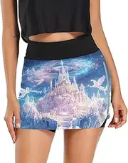 [Joisal] Dragon Skulls Grim Reaper Women's Skorts with Pockets Women Skirt for Skater Golf Running Workout