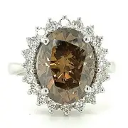 7.07ctw Carat Diana's Engagement Ring Oval Shape Natural Fancy Brown Diamond