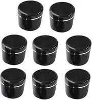 8 Pack Plastic Empty Cosmetic Containers with Lid, Portable 4.8 Oz 150ml Refillable Make-up Face Cream Jars Case for Body Scrub Mask Lotion Storage Pot (Black)