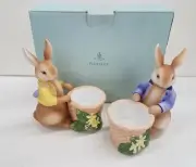 PartyLite Bertie & Bea Votive Candle Holder Pair Bunny Rabbit NIB Retired P7735