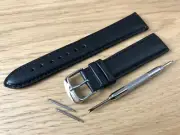For SEKONDA Watch Black Genuine Leather Strap Band Buckle Mens Ladies 12-24mm