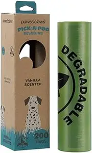 200PK Paws & Claws Pick-A-Poo Degradable Dog Waste/Poop Bags Dispenser Vanilla