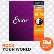 Elixir 11152 Acoustic 12 String Guitar Strings Nano Nanoweb Light 10-47 A-NW-12L