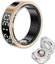 Smart Ring Health Tracker, Wearable Sleep Heart Rate Step Blood Oxygen Tracker, IP68 Waterproof Smart Ring with LED Screen to Track All Your Important Health Indicators (Gold, 11)