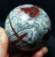 TOP 431G Natural Polished Mexico Banded Agate Crystal Sphere Ball Healing WD345