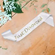 White 'Just Divorced' Sash - Gold Print