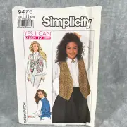 Simplicity 9476 Lined Vest Misses Size 6 12 Learn to Sew Sewing Pattern