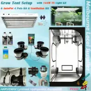 Hydroponics Grow Tent Setup T5 144W Light Ventilation Kit Autopot 4 Pots Combo