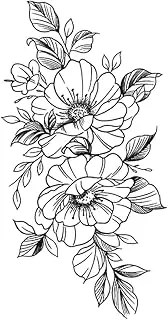 Cool Tattoos,Flower HC-BB-828,Flower Tattoos,Lasts 1-2 Weeks,Resilience,Real Tattoo Look,Water-Resistant,18 x 11 cm