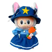 Labubuwa clothes 17CMlabubu clothes plush vinyl sitting party first, second, third generation for skirt set——colour:Cool tennis (hat+T-shirt+overalls)