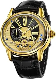 [DAXIAOYU] Men's luxury automatic mechanical watch oval leather strap automatic timer gold tourbillon hollow mechanical watch