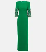 [Jenny Packham] Jenny Packham Bergman embellished crêpe gown AU 8 green