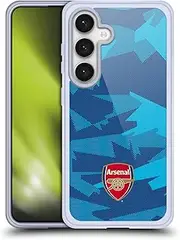 Head Case Designs Officially Licensed Arsenal FC Geometric Blue Crest and Gunners Logo Gel Case [Military Grade Protection] Compatible with Samsung Galaxy S24 5G