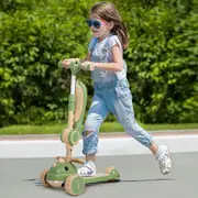 BoPeep Foldable Kids Scooter Flip-able Seat Adjustable Height LED Light Green