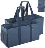 [Finnhomy] 42L Extra Large Utility Tote Bag, Reusable Folding Grocery Bags Totes, Oxford Fabric Storage Bags, 2 PACK