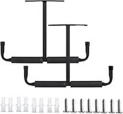 LAJIAOZ 2 Pcs Black Heavy Duty Overhead Garage Storage Hooks Rack Hanger -Ceiling-Mounted Utility Hooks Ladder Hanger Safe Racks for Fishing Rod,Tools,Wood,Ladders,Garden Hoses & Other Bulky Items