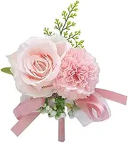 [NXAWUE] Wrist corsages for Weddings， Ribbon Bride Corsage Hand Decorative Wristband Bracelet Bridesmaid Curtain Band Clip Bouquet(Style C)