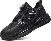[Gugifcto] Safety Shoes Work Shoes Men Women Lightweight Breathable Non-Slip Steel Toe Cap Shoes with Steel Toe Cap 36-46 EU, Black and White, 37 EU