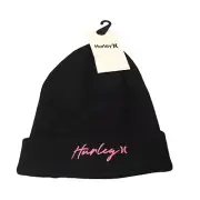 Hurley Ladies Script Cuffed Beanie OSFM Black Pink