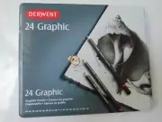 Derwent Graphic 24 Graphite Pencils Tin Set (No. 34202) - New Open Box