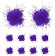 uxcell 10-Pack Faux Fur Pom Poms, 1.2 Inch/ 1 cm Soft Fluffy Pompoms Balls Faux Mint Fur with Elastic Loop Mini for Hats/Bags/Keychains/Knitting Accessories/DIY Crafts [Purple]