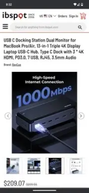 USB C Docking Station Dual Monitor for MacBook Pro/Air,13-in-1 Triple 4K Display